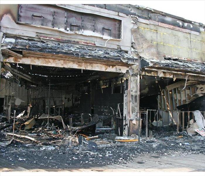 A fire destroyed five stores